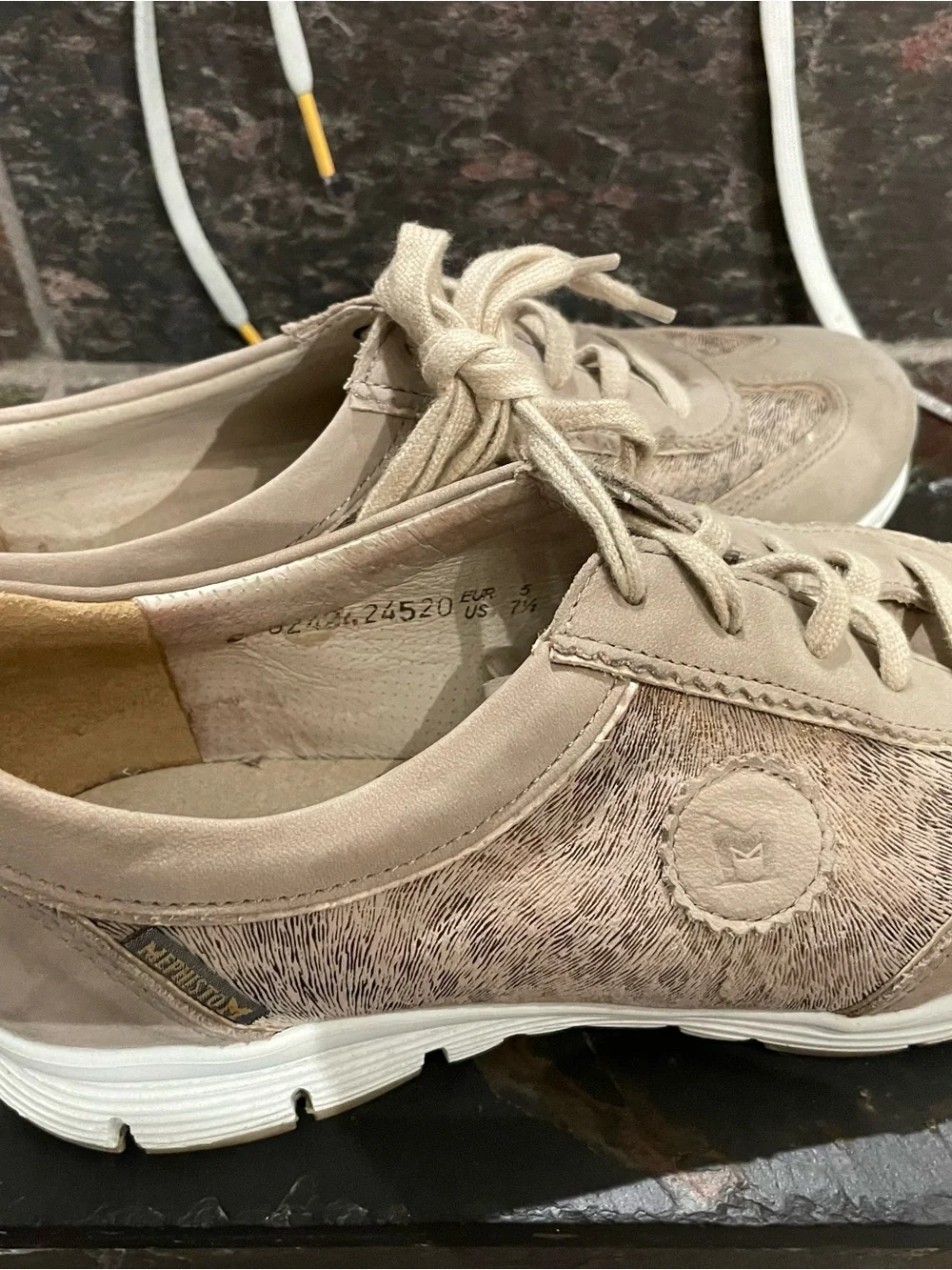 Mephisto Women's Taupe Beige Lace-Up Casual Sneakers